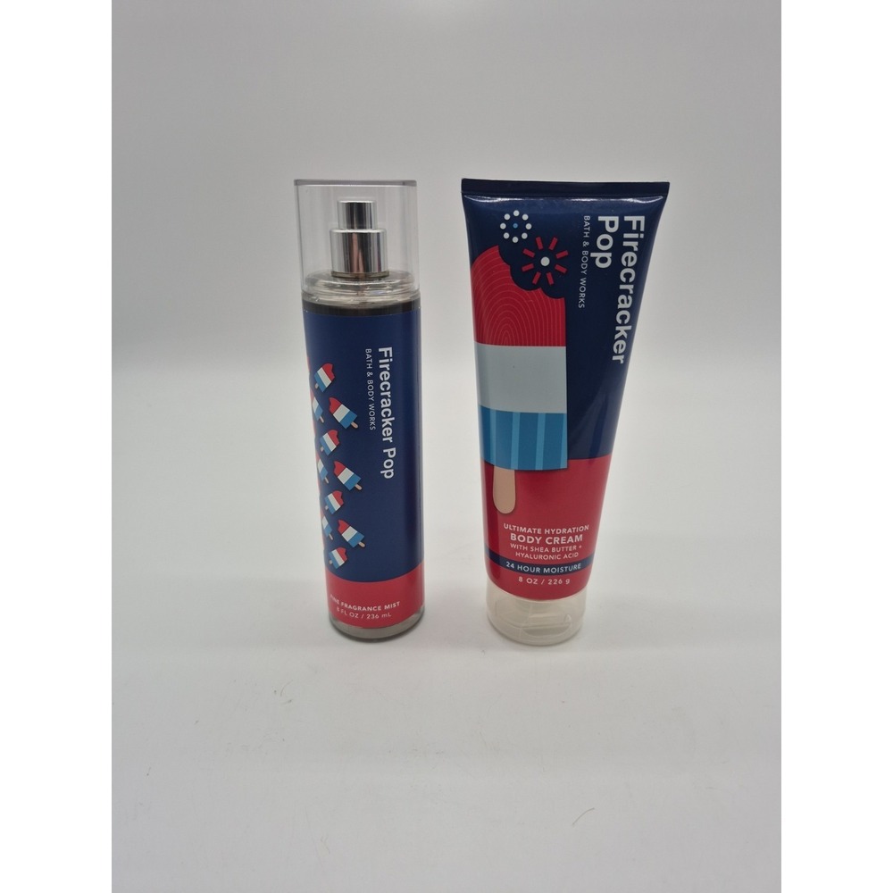 Bath & Body Works Firecracker Pop Body Cream 8 Oz & Fragrance Mist 8 Oz - Fresh
